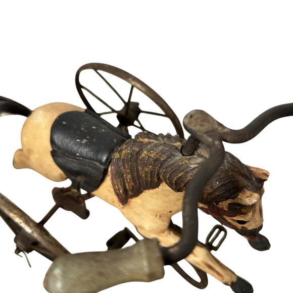 Vtg Primitive Horse Tricycle Iron Pedal Toy Folk Art Whimsical Storybook Holiday - Picture 4 of 14